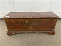 Paint Decorated Early Pine Dovetailed Blanket Box