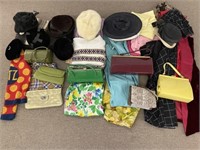 Group of Vintage Clothing, Hats & Handbags