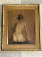 Oil Painting on Masonite of Nude Woman
