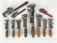 Collection of Early Adjustable Wrenches - 11 pcs