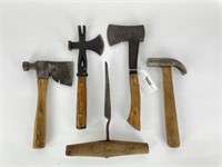 5 Antique Wooden Handle Tools