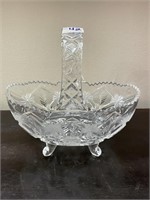 Glass Bride's Basket with Etched Flowers
