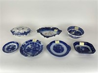 7 Pieces of Flow Blue China