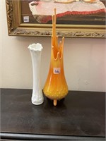 2 Vases- 1 Westmoreland Milk Glass