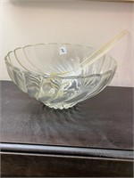 Glass Punch Bowl & Plastic Ladle