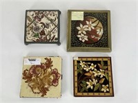 4 Floral Ceramic Tiles