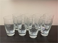 Set of 8 Etched Glass Glasses