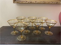 Set of 8 Gold Rimmed Stemware Glasses