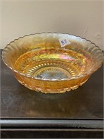 Vintage Amber Glass Serving Bowl
