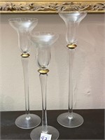 3 Glass Candlesticks