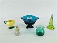Art Deco Style Teal Bowl & Other Pieces