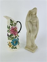 English Tapestry Ewer & Nude Sculpture