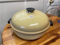 Large Vintage Yellow Covered Pot