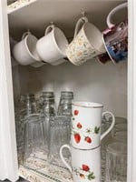 Shelf of Assorted Glasses & Coffee Mugs