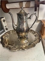 Vintage Silverplate Teapot with Platter