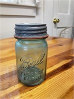 Vintage Blue Ball Jar with Zinc Lid