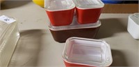 Vintage Pyrex Red Refrigerator Dishes - lot of 4