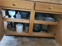 CONTENTS OF CABINETS, PANS, POTS, MISC COOKWARE