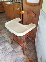 VINTAGE FISHER PRICE OAK HIGH CHAIR