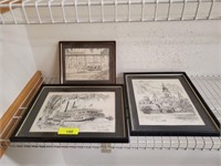3 PENCIL PRINTS SIGNED AND DATED, NEW ORLEANS