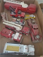 TRAY OF VINTAGE FIRE TRUCKS