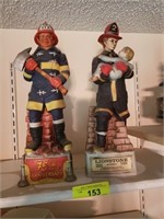 PAIR OF FIREMAN DECANTERS,