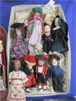 8 dolls approx 4 to 5"-nun-native american +++