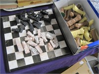 marble chess board w/ chess men