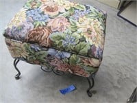 upholsterd sewing box/footstool on metal wire legs