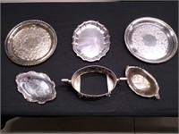 6 Pc. Silver Platters & Serving Dishes