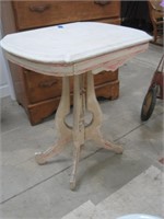 marble top stand with primitive paint