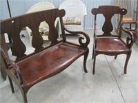 antique parlor bench and chair