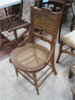 walnut cane seat and back chair w/ hip rests