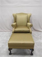 UPHOLSTERED WING CHAIR & OTTOMAN: