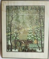 RUSSIAN MILITARY SIGNED WOODBLOCK