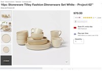 16pc Stoneware Tilley Fashion Dinnerware Set White