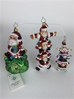 3 Christopher Radko Santa Themed Ornaments
