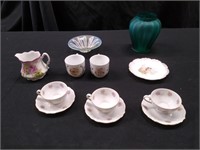 12 pc. Vintage German Teacups-Vase-Creamer