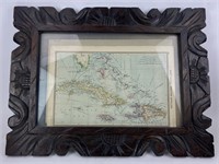 Antique Framed West Indies Map c.1907