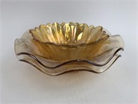 3 pc Marigold Carnival Glass Bowls