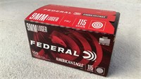 (100) Federal American Eagle 9MM Luger ammo