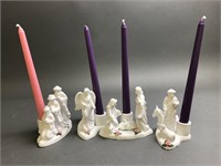 Ceramic Nativity with 10 Inch Candles