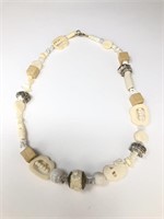 Carved Bone, Shell & More Beaded Necklace