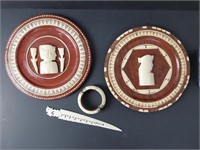 Bracelet & sous-verres en bois nacre & ivoir