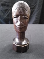 Ironwood African Warrior Head Statue Carving-7.5"