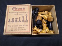 Vintage Wood Chess pieces in Box