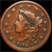 1838 Coronet Head Large Cent LIGHT CIRC
