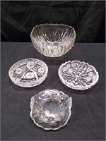 4 Glass Serving Dishes & Bowl--9"
