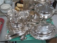 silverplate-serving-t pot--butter dish
