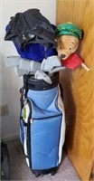 GOLF BAG AND GOLF CLUBS, IRONS, WOODS, AND PUTTER